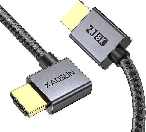 XAOSUN Right Angle HDMI 2.1 Cable, 90 Degree 8K@60Hz HDMI Cable, Grey 6.6FT in Kuwait