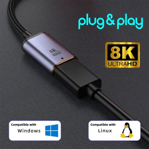 NFHK USB-C Type C Female Source to Displayport DP 1.4 Sink HDTV Cable 8K@60hz 4K@120hz for Tablet Phone Laptop in Saudi Arabia