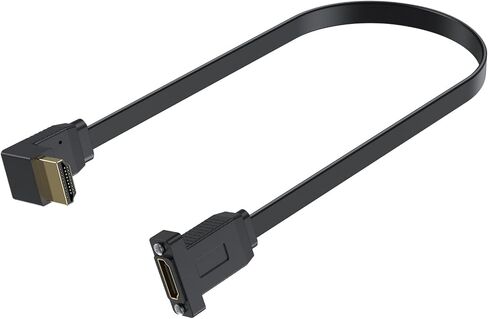 كابل Poyiccot مسطح HDMI 2.0 بطول 1.5 قدم، زاوية أعلى 90 درجة HDMI ذكر إلى كابل أنثى، كابل تمديد HDMI مثبت على لوحة 18 جيجابت في الثانية يدعم إيثرنت 4K@60 هرتز ثلاثي الأبعاد 2160 بكسل لتلفزيون UHD، بلاي ستيشن PS4 PS3 in Kuwait