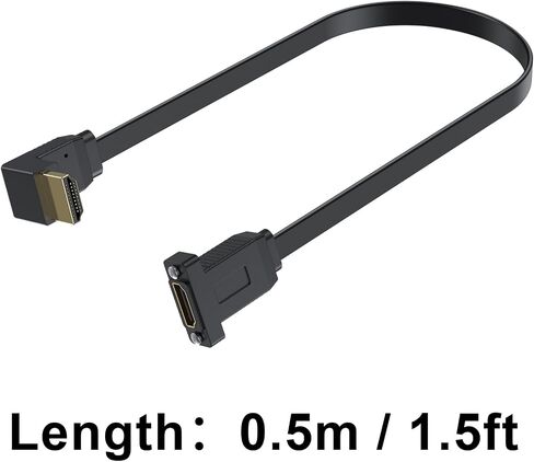 كابل Poyiccot مسطح HDMI 2.0 بطول 1.5 قدم، زاوية أعلى 90 درجة HDMI ذكر إلى كابل أنثى، كابل تمديد HDMI مثبت على لوحة 18 جيجابت في الثانية يدعم إيثرنت 4K@60 هرتز ثلاثي الأبعاد 2160 بكسل لتلفزيون UHD، بلاي ستيشن PS4 PS3 in Kuwait