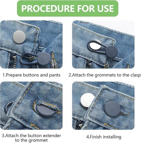 22 قطعة من وصلات الأزرار للجينز - 8 أنماط بدون خياطة، موسع زر خصر البنطلون، زر تمديد حزام الخصر قابل للتعديل للنساء والرجال، بنطلون جينز، تنانير فستان، تمديد 1-2 بوصة in Kuwait