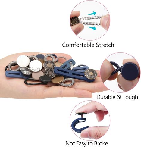 22 قطعة من وصلات الأزرار للجينز - 8 أنماط بدون خياطة، موسع زر خصر البنطلون، زر تمديد حزام الخصر قابل للتعديل للنساء والرجال، بنطلون جينز، تنانير فستان، تمديد 1-2 بوصة in Kuwait