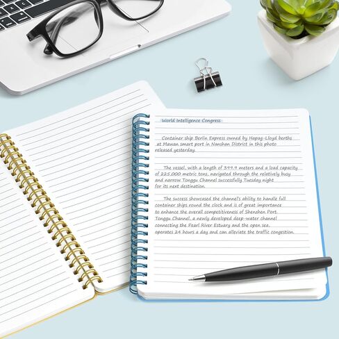 دفتر ملاحظات حلزوني مقاس 5.7 بوصة × 8.3 بوصة مع 4 مجلات حلزونية للنساء، 80 ورقة / 160 صفحة لكل مجلة مع سلك مزدوج، غلاف بلاستيكي سميك ومبطن بمسطرة 8 مم in Kuwait