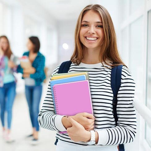 دفتر ملاحظات حلزوني مقاس 5.7 بوصة × 8.3 بوصة مع 4 مجلات حلزونية للنساء، 80 ورقة / 160 صفحة لكل مجلة مع سلك مزدوج، غلاف بلاستيكي سميك ومبطن بمسطرة 8 مم in Kuwait