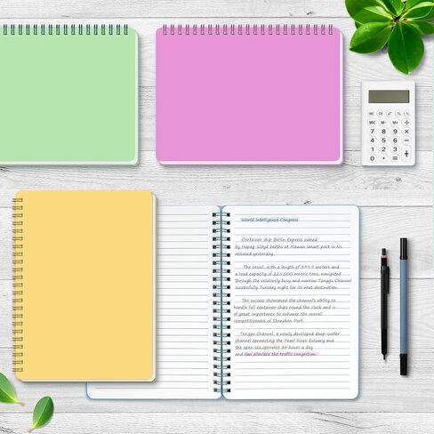 دفتر ملاحظات حلزوني مقاس 5.7 بوصة × 8.3 بوصة مع 4 مجلات حلزونية للنساء، 80 ورقة / 160 صفحة لكل مجلة مع سلك مزدوج، غلاف بلاستيكي سميك ومبطن بمسطرة 8 مم in Kuwait