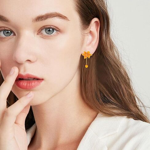 Tulip/Lily/Daisy Flower Earrings 925 Sterling Silver Lily/Tulip/Daisy Dangle Drop Earrings Hypoallergenic Tulip/Lily/Daisy Flower Jewelry Valentine's Day Birthday Gifts for Women Girls in Saudi Arabia