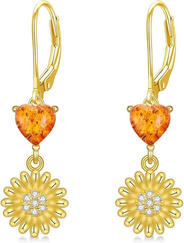 Tulip/Lily/Daisy Flower Earrings 925 Sterling Silver Lily/Tulip/Daisy Dangle Drop Earrings Hypoallergenic Tulip/Lily/Daisy Flower Jewelry Valentine's Day Birthday Gifts for Women Girls in Saudi Arabia