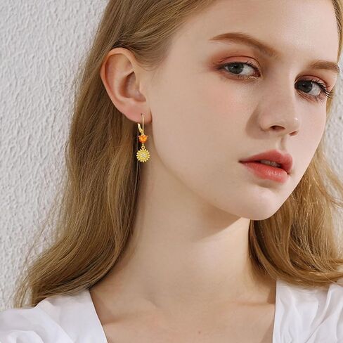 Tulip/Lily/Daisy Flower Earrings 925 Sterling Silver Lily/Tulip/Daisy Dangle Drop Earrings Hypoallergenic Tulip/Lily/Daisy Flower Jewelry Valentine's Day Birthday Gifts for Women Girls in Saudi Arabia