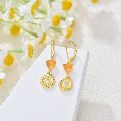 Tulip/Lily/Daisy Flower Earrings 925 Sterling Silver Lily/Tulip/Daisy Dangle Drop Earrings Hypoallergenic Tulip/Lily/Daisy Flower Jewelry Valentine's Day Birthday Gifts for Women Girls in Saudi Arabia