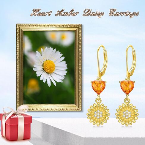 Tulip/Lily/Daisy Flower Earrings 925 Sterling Silver Lily/Tulip/Daisy Dangle Drop Earrings Hypoallergenic Tulip/Lily/Daisy Flower Jewelry Valentine's Day Birthday Gifts for Women Girls in Saudi Arabia