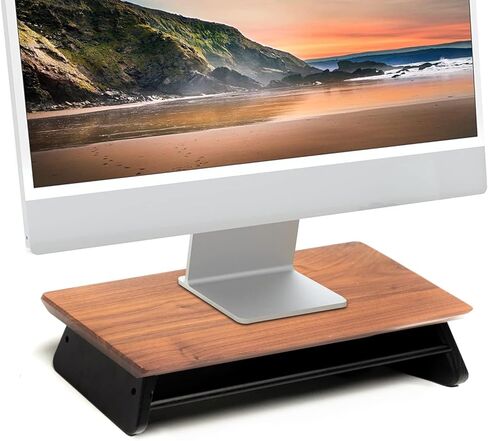 Solid Walnut Monitor Stand Riser - 18.5 x 4.5 Inches Computer Riser for Home and Offices - Easy to Assemble - Desk Stand for Laptop, Monitor, TV, PC, and Printers in Saudi Arabia