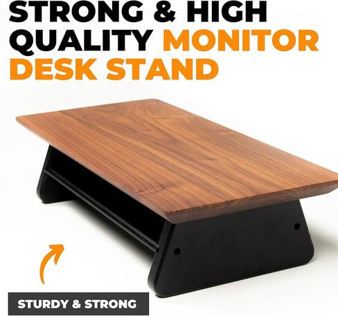 Solid Walnut Monitor Stand Riser - 18.5 x 4.5 Inches Computer Riser for Home and Offices - Easy to Assemble - Desk Stand for Laptop, Monitor, TV, PC, and Printers in Saudi Arabia