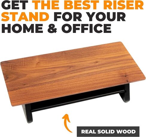 Solid Walnut Monitor Stand Riser - 18.5 x 4.5 Inches Computer Riser for Home and Offices - Easy to Assemble - Desk Stand for Laptop, Monitor, TV, PC, and Printers in Saudi Arabia