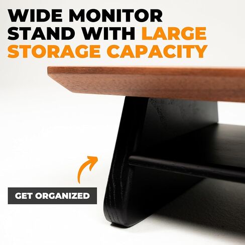 Solid Walnut Monitor Stand Riser - 18.5 x 4.5 Inches Computer Riser for Home and Offices - Easy to Assemble - Desk Stand for Laptop, Monitor, TV, PC, and Printers in Saudi Arabia