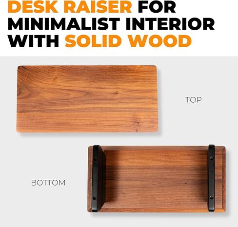 Solid Walnut Monitor Stand Riser - 18.5 x 4.5 Inches Computer Riser for Home and Offices - Easy to Assemble - Desk Stand for Laptop, Monitor, TV, PC, and Printers in Saudi Arabia