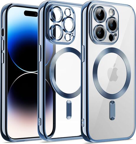 JETech Soft Clear Case for iPhone 14 Pro 6.1-Inch, Camera Lens Full Protection, Compatible with MagSafe Wireless Charging, Shockproof Electroplated TPU Phone Cover (Black) in Saudi Arabia