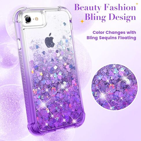 Ruky for iPhone 7 8 Case, Full Body Case for Girls Women Glitter Liquid with Built-in Screen Protector Protective Phone Case for iPhone 6/6s/7/8/SE 2020 & SE 2022, Aqua in Kuwait