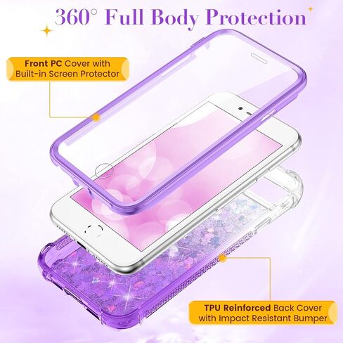 Ruky for iPhone 7 8 Case, Full Body Case for Girls Women Glitter Liquid with Built-in Screen Protector Protective Phone Case for iPhone 6/6s/7/8/SE 2020 & SE 2022, Aqua in Kuwait