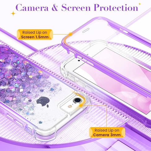 Ruky for iPhone 7 8 Case, Full Body Case for Girls Women Glitter Liquid with Built-in Screen Protector Protective Phone Case for iPhone 6/6s/7/8/SE 2020 & SE 2022, Aqua in Kuwait