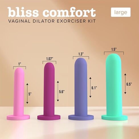 Comfort 4-Dilator Kit - Premium Soft Silicone - Pelvic Floor Muscle Dilator Exerciser Trainer Set - 4-Pack Sizes 1-4 - Glide Personal Moisturizer Included - $8 Value! in Saudi Arabia