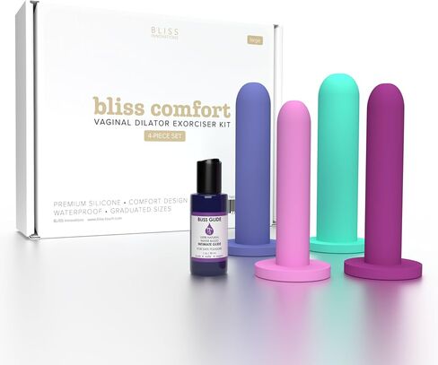 Comfort 4-Dilator Kit - Premium Soft Silicone - Pelvic Floor Muscle Dilator Exerciser Trainer Set - 4-Pack Sizes 1-4 - Glide Personal Moisturizer Included - $8 Value! in Saudi Arabia