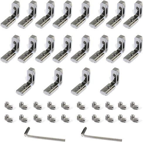KOOTANS 20-Pack 90 Degree Angle Brackets Interior Joint Corner Bracket for European Standard 2020 Series T Slot 6mm Aluminum Extrusion Profile, with Screws and Wrench in Saudi Arabia