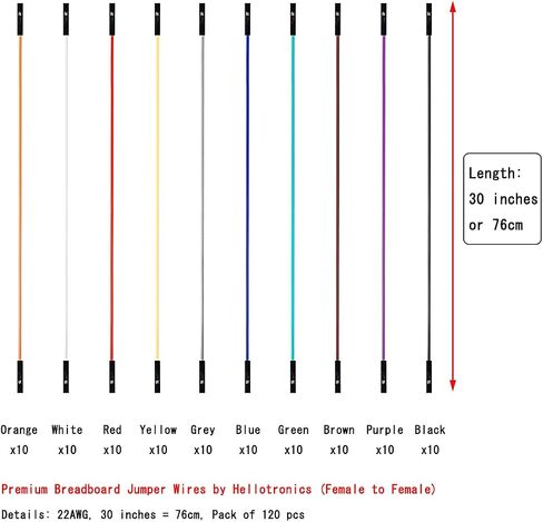 Breadboard Jumper Wires 22AWG Male to Male 120-Pack More Red and Black Jumpers 6'' Length Square Head 0.1'' 10 Colors for Raspberry Pi (15CM, M/M) in Kuwait