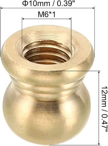 PATIKIL M4x0.7 Thread Brass Cap Nuts Knob, 20 Pack Lamp Finial Decoration Screw Caps Nut Handle Knob Decoration for Lighting Furniture Cabinet, 10mm in Saudi Arabia