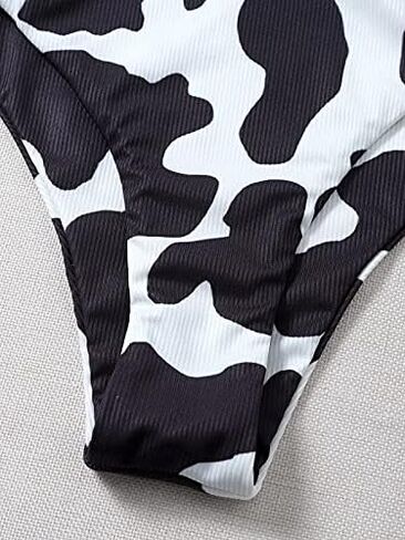 طقم بيكيني نسائي بطبعة بقرة للاستحمام، ملابس سباحة عالية الخصر، قمة باندو للمهرجانات in Kuwait