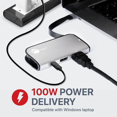 موزع SIIG USB-C MST مع PD 3.0، USB-C إلى DP/HDMI/VGA، مخرج فيديو فردي 4K30+Dual 1080p أو ثلاثي 1080p، PD 100W، لأجهزة الكمبيوتر المحمولة التي تعمل بنظام Windows وChromebook (وضع DP Alt) وليس لنظام التشغيل Mac OS (CB) -TC0G11-S1) in Saudi Arabia