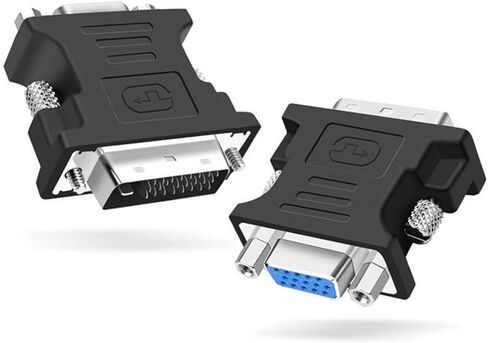 محول RIIPOO DVI إلى VGA، محول DVI-I ذكر عالي الدقة 1080P إلى VGA أنثى، موصل فيديو 24+5 دبوس للشاشة والكمبيوتر وجهاز العرض [عبوة من قطعتين] in Saudi Arabia