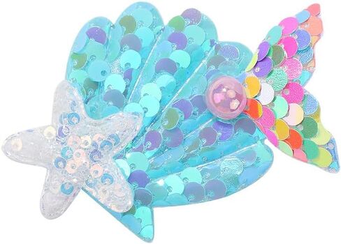 Sequin Shell Mermaid Tail Hair Clip Starfish Glitter Hair Clip Hair Accessories with Pearl for Baby Girls ZFJ39 (Purple) in Saudi Arabia