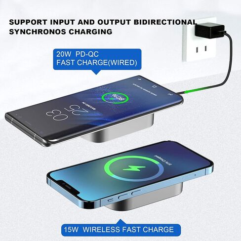 بنك طاقة شاحن لاسلكي مغناطيسي، 10000 مللي أمبير في الساعة 15 وات سريع USB C شاحن متنقل صغير مع شفط ماج، حزمة بطارية خارجية قوية لهاتف iPhone 12/12 Pro/12 Mini/ 13 (رمادي فاخر)) in Saudi Arabia
