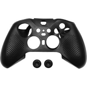 Soft Anti-Slip Silicone Case Cover with Thumb Grip Caps Compatible with Xbox Elite Wireless Controller Series 2, Soft Rubber Skin Protector, Black