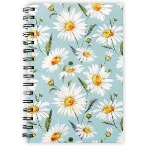 Blue Daisy Flower Spiral Journal Notebook 80 Sheets A5 Watercolor Floral College Ruled Notebook Strong Twin-Wire Binding with Premium Paper for School Office Gift