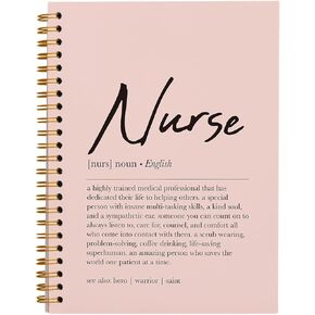 Tizzer Nurse Definition Teal Green Lined Hardcover College Ruled Spiral Notebook Journal for Work Notes Journaling 5.5×8.3 Inch,Nurse Appreciation Gifts,Nursing Student Graduation Gifts (Pink)