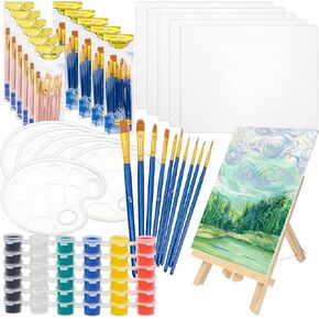 Professional Painting Set with Easels,84 Pcs Acrylic Paint Set Includes Wood Easels, Painting Canvas,Plastic Palettes and Nylon Hair Brushes,Painting Supplies Kit for Kids Adults Students Artists in Kuwait