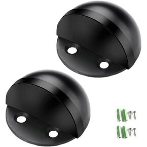 Door Stopper, Floor Door Stop for Bottom of Door Black Rubber Bumper Doorstop Wall Protector, 2 Pack