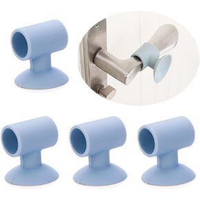 Door Stop Bumper Wall Protector-Silicone Anti-Collision Door Knob Shield,4 Pcs Multicolor Suction Door Knob for Lever Handle Protect Glass from Damage (Blue)