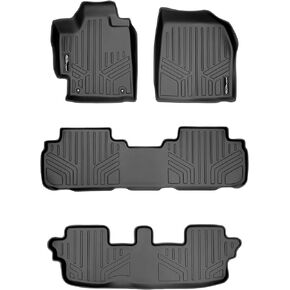 SMARTLINER Custom Fit Floor Mats 3 Row Liner Set Black for 2008-2013 Toyota Highlander Non Hybrid