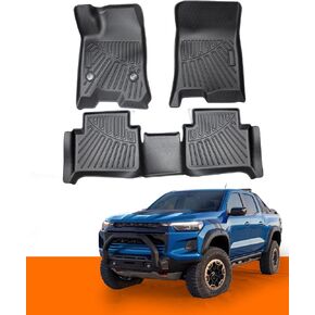 Floor Mats Compatible with Chevrolet Chevy Colorado Crew Cab/GMC Canyon 2023 2024, All Weather Custom Car Floor Mats,TPE Waterproof Non-Slip Floor Liners Set 1st and 2nd Row Protection Mats
