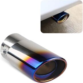 1 PC Car Exhaust Pipe Muffler, 5.51" x 2.59" Curved Stainless Steel Screw Connection Polished Tailpipe, Noise Protection Retrofit Replacement Parts, Suitable for Most Car Models (Black)