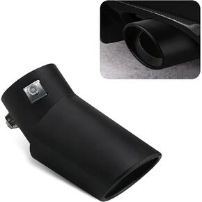 1 PC Car Exhaust Pipe Muffler, 5.51" x 2.59" Curved Stainless Steel Screw Connection Polished Tailpipe, Noise Protection Retrofit Replacement Parts, Suitable for Most Car Models (Black)