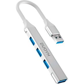 4-Port USB Hub 3.0, DUOYHIEL Portable Fast Data USB Hub Splitter for Laptop, USB Extender Compatible with Desktop, PC, MacBook, Keyborad iPad, Surface Pro, for Camera and More USB Devices
