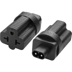 2 Pack IEC C8 to NEMA 5/6-15/20R Connector YACSEJAO 4-in-1 Figure 8 to 5-15R/5-20R/6-15R/6-20R AC Power Adapter for Satellite, CATV, Game Systems, and More