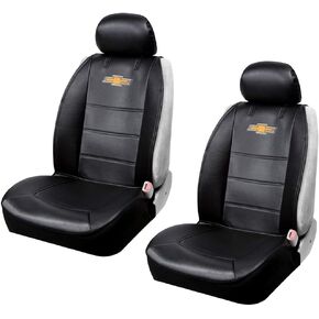 Plasticolor 008599R01 One Pair Seat Covers Logo Premium 3 Piece Sideless Car Truck or SUV Seatcover with Cargo Pocket Compatible with Chevrolet
