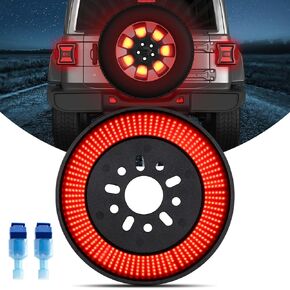 Spare Tire Brake Light Third Brake Light Red LED Wheel Brake Light Compatible with 2007-2022 Jeep Wrangler JK/JKU & 2018-2022 Jeep Wrangler JL/JLU