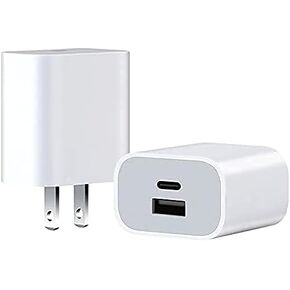 XYY-PD20CAU 20Ｗ Fast Charger, Durable Port Type-C and USB Fast Charger, Wall Charger PD Power Adapter for iPhone 11/12/13 Pro/Max/Plus