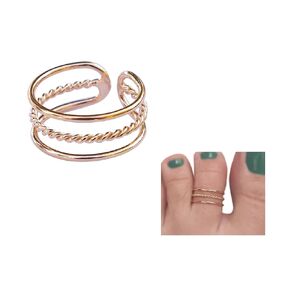 Gold Plated over Sterling Silver Triple Band Toe Ring/Knuckle Ring - Adjustable Small Dainy Open Ring | Handmade by MiYa Jewelry Creations