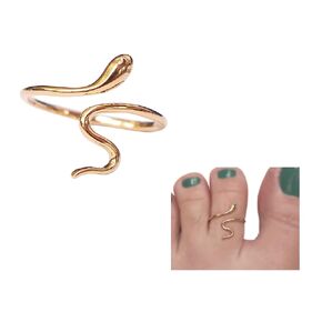 14K Yellow Gold Plating over 925 Sterling Silver Snake Wrap Toe Ring/Knuckle Ring | Small Adjustable Cute Animal Ring Handmade by MiYa Jewelry Ceations